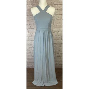 NEW Lulus XS Air of Romance Blue Halter Maxi Dress Bridesmaid Gown Dance 9046